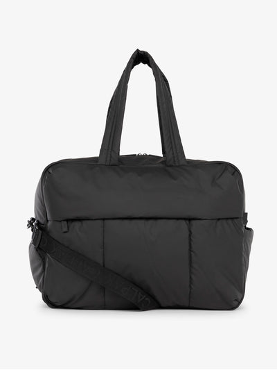 CALPAK Luka large duffle bag with detachable strap and zippered front pocket in black; DLL2201-MATTE-BLACK  view 1