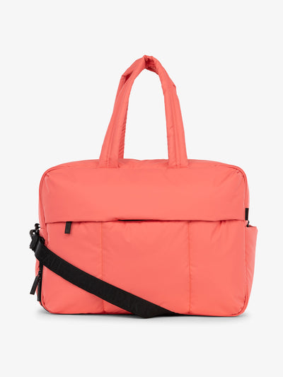 CALPAK Luka large duffle bag with detachable strap and zippered front pocket in watermelon; DLL2201-WATERMELON view 1