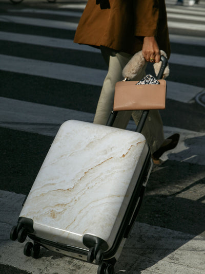 CALPAK gold marble hard shell carry-on luggage; LGM1020-GOLD-MARBLE view 2