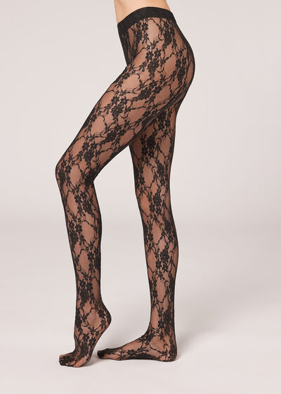 Floral Lace Fabric Tights