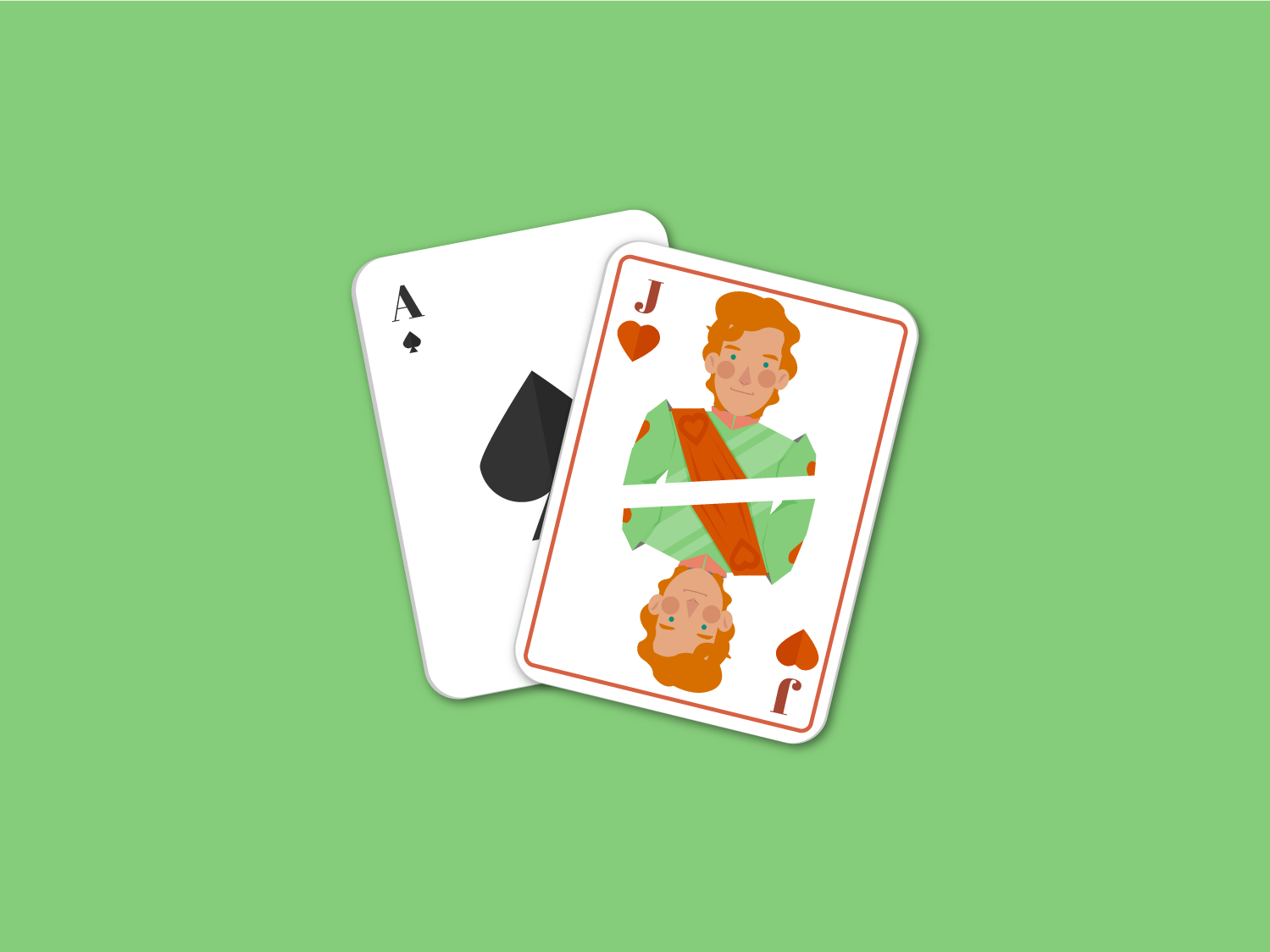 A Blackjack hand showing ace, Jack