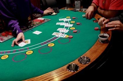 A live casino blackjack table