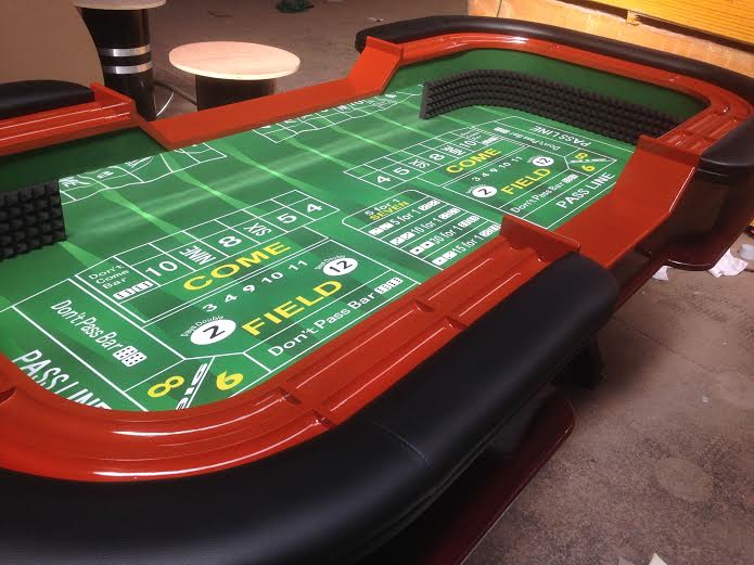 A craps table, one of the most popular dice games