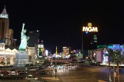 Night time setting at the Las Vegas strip