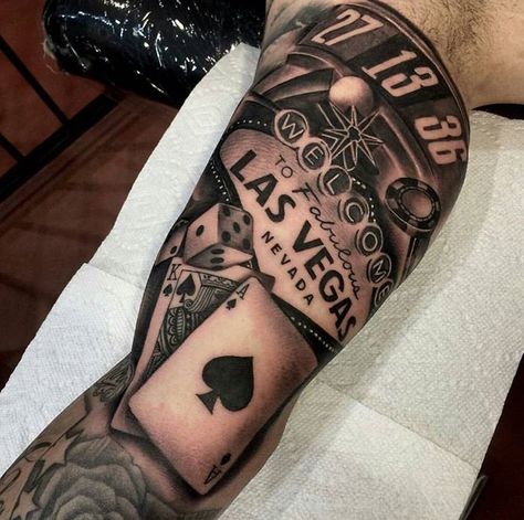 Detailed Las Vegas gambling tattoo