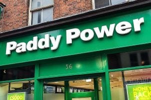 A Paddy Power sign outside a betting shop