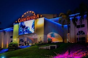 Casino Victoria in Victoria, Argentina, at night