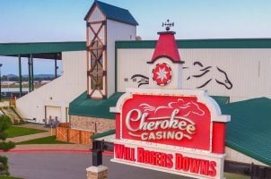 Cherokee casino, Will Rogers Downs, reopening, tornado