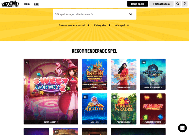 kazoom casino spelutbud