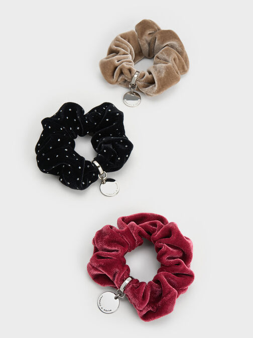 Velvet Scrunchie, Pink, hi-res