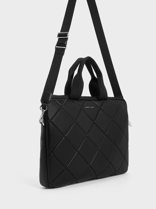 Aubrielle Quilted Laptop Bag, Noir, hi-res