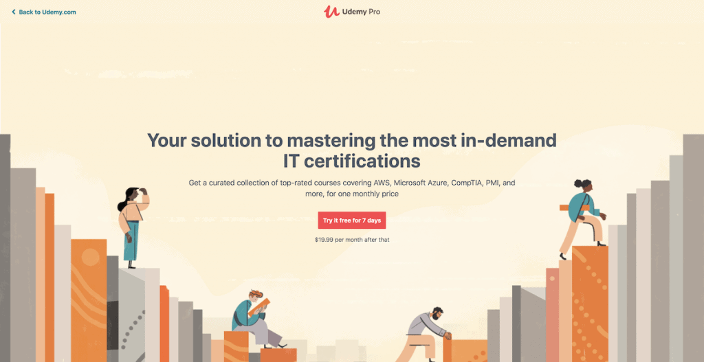 Udemy Pro landing page Screenshot