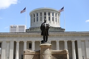 The Ohio Statehouse on Capitol Square in downtown Columbus. The capitol houses the Ohio General Assembly, which consists of the House of Representatives and the Senate.