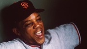 1965: Outfielder Willie Mays #24 of the San Francisco Giants smiles in the dugout during 1965. (Photo by Focus On Sport/Getty Images)