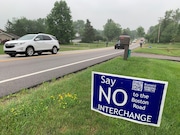 A yard sign on the Strongsville side of Boston Road at interstate 71 broadcasts a common sentiment at the spot where Strongsville officials would like to see a new highway interchange.