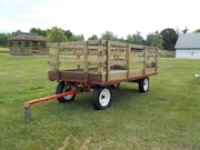 The old hay wagon got a new set of wheels for the July 7 parade in Brunswick. Note the gazebo moved from Towslee Elementary School in the background at Heritage Farm.