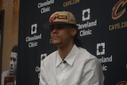Cavs first-round pick Jaylon Tyson meets with reporters at his introductory press conference on Thursday, June 27, 2024.