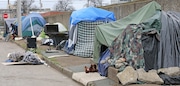 A homeless tent encampment off East 20th Street near Lakeside Avenue, November 9, 2023.