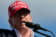 Republican presidential candidate former President Donald Trump speaks at a campaign rally in Chesapeake, Va., Friday, June 28, 2024. (AP Photo/Steve Helber)