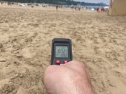 The sand in the sun on Edgewater Beach was 107.2 degrees early Tuesday afternoon.