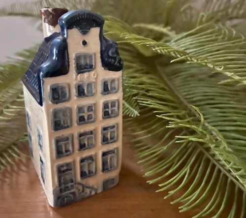 Antique blue and white ceramic row house