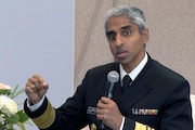 FILE - Surgeon General Vivek Murthy speaks during an Archewell Foundation panel discussion in New York City, Oct. 10, 2023. On Tuesday, June 25, 2024, Murthy, the nation's top doctor, declared gun violence a public health crisis, driven by a growing number of injuries and deaths involving firearms in the country. The advisory came as the U.S. grappled with another weekend marked by mass shootings that left dozens of people dead or wounded. (AP Photo/Ted Shaffrey, File)