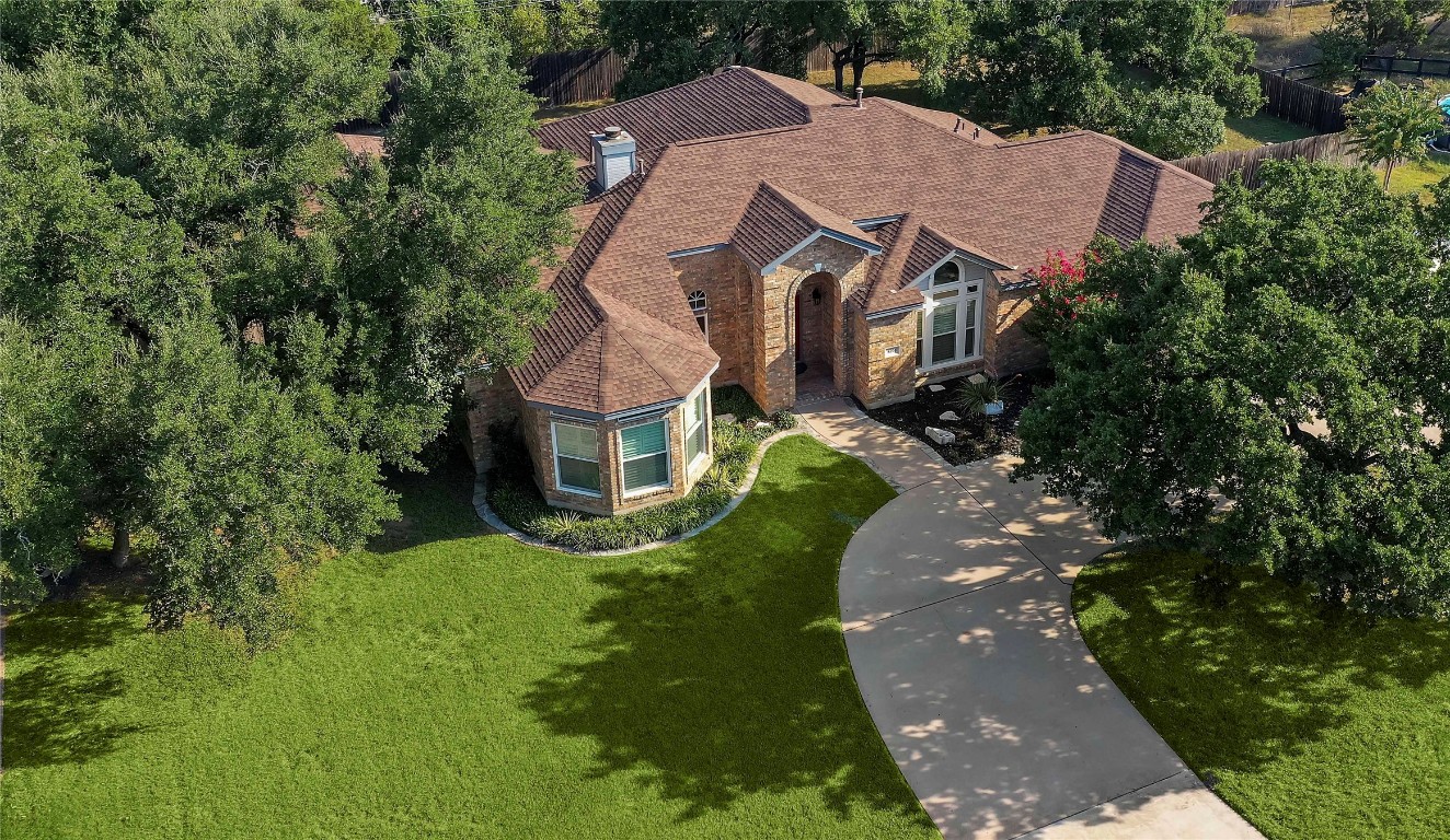 an aerial view of a house