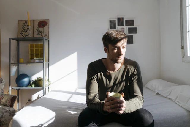 Man sitting on bed