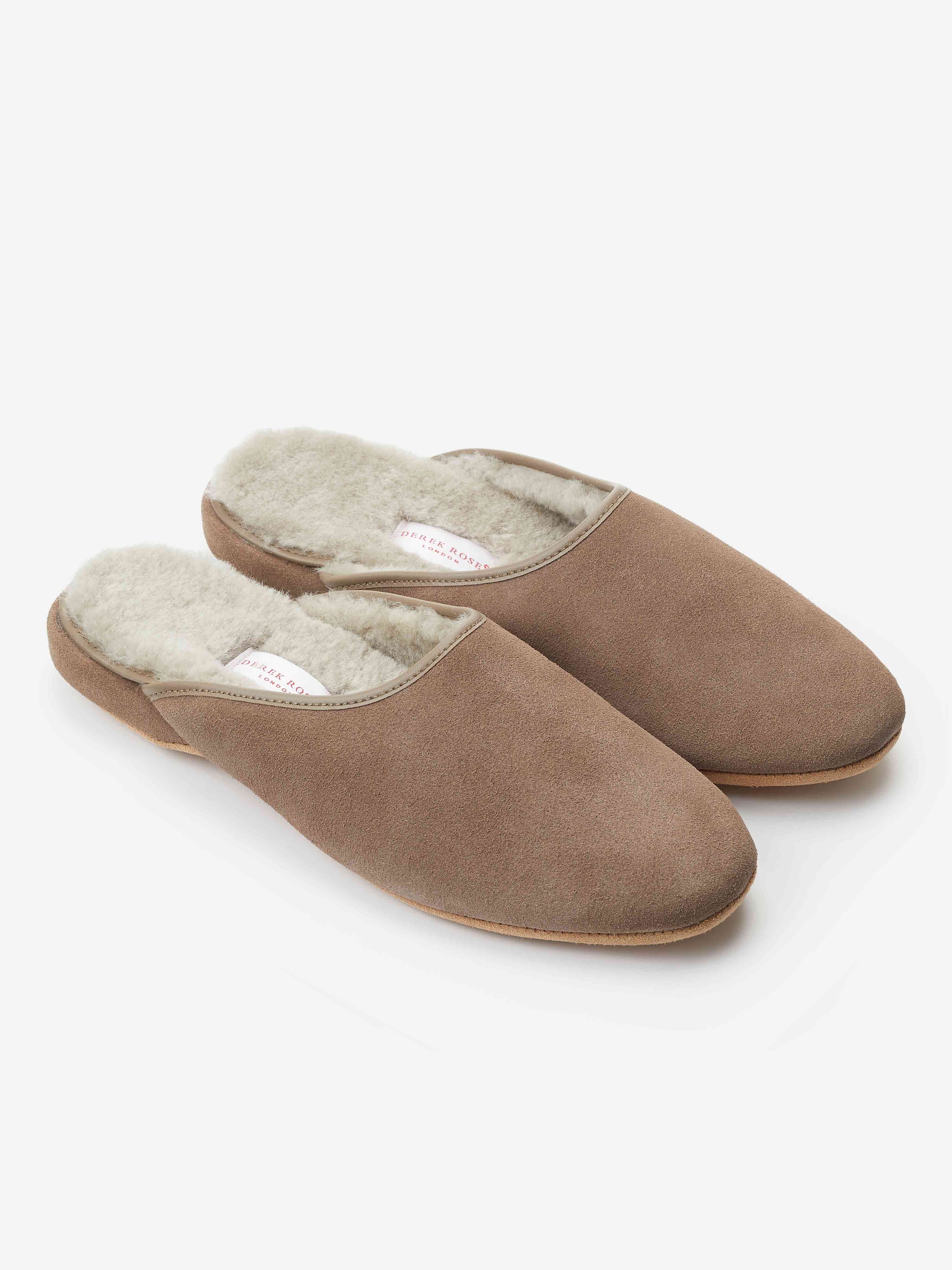 Men's Mule Slippers Douglas Suede Sheepskin Beige