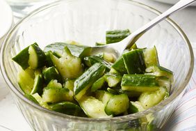 bowl of Smashed Cucumber Salad with Lemon & Cumin