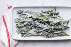 Sugared Rosemary on a platter