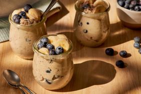 a recipe photo of the High-Protein Peanut Butter, Banana & Blueberry Overnight Oats