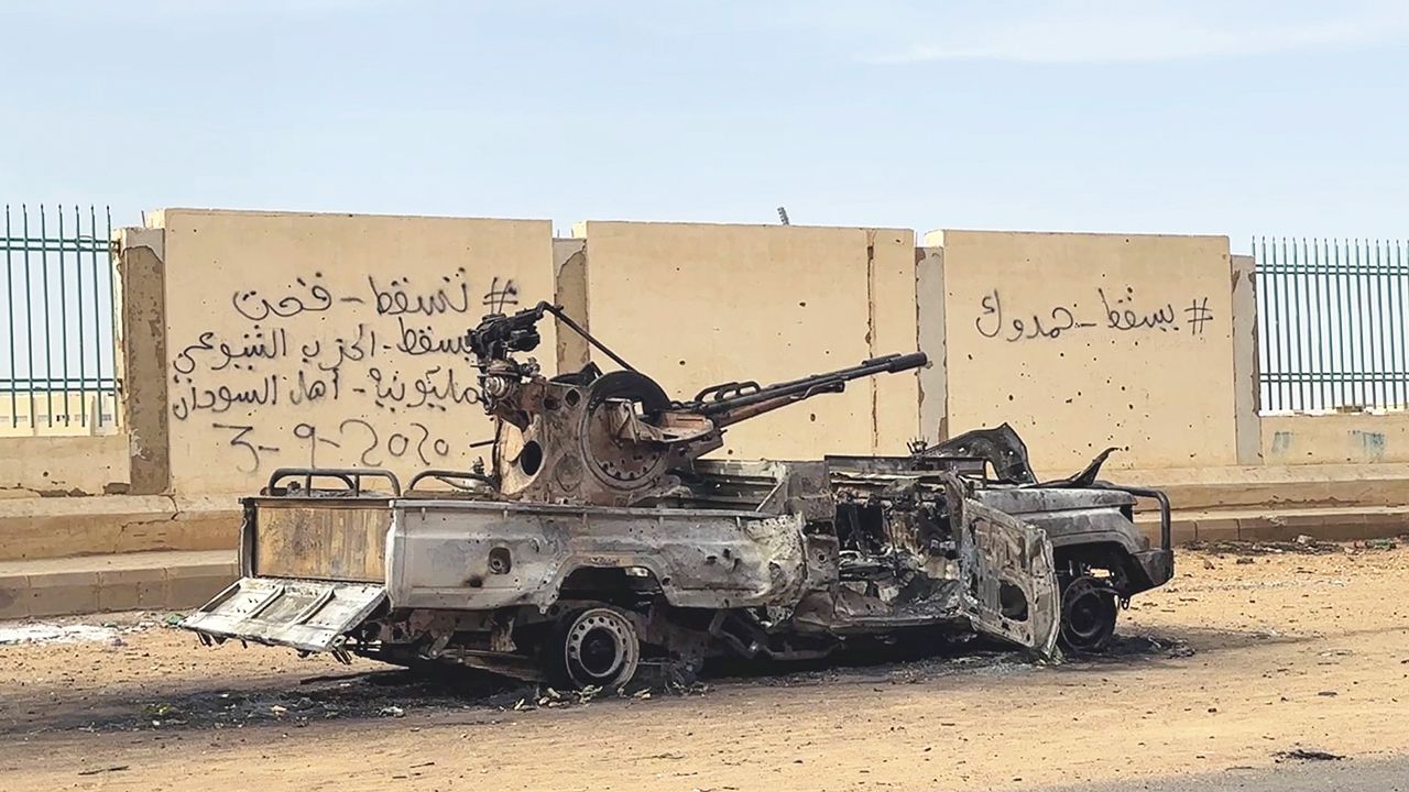 KHARTOUM, SUDAN - APRIL 18: A view of vehicles of RSF, damaged after clashes between the Sudanese Armed Forces and the paramilitary Rapid Support Forces (RSF) in Khartoum, Sudan on April 18, 2023. The Sudanese army on Tuesday agreed to a temporary cease-fire with the paramilitary Rapid Support Forces (RSF). (Photo by Omer Erdem/Anadolu Agency via Getty Images)