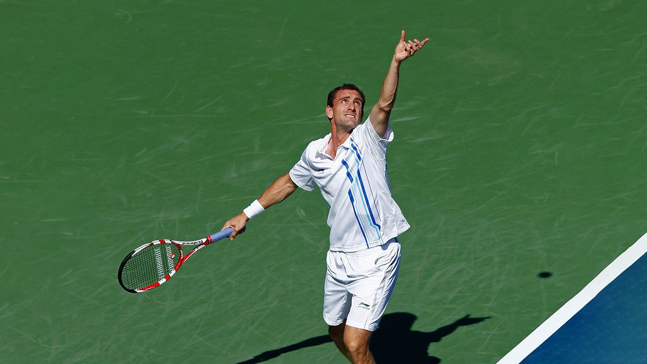 Conor Niland in action during his first round match before retiring through injury at the US Open in New York, United States, August 30th 2011