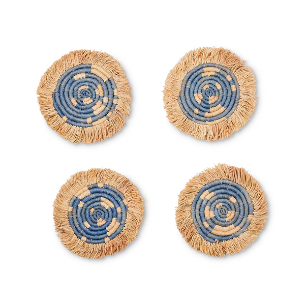 Coastal Minimalism Coasters with Fringe - Set of 4 by Kazi Goods