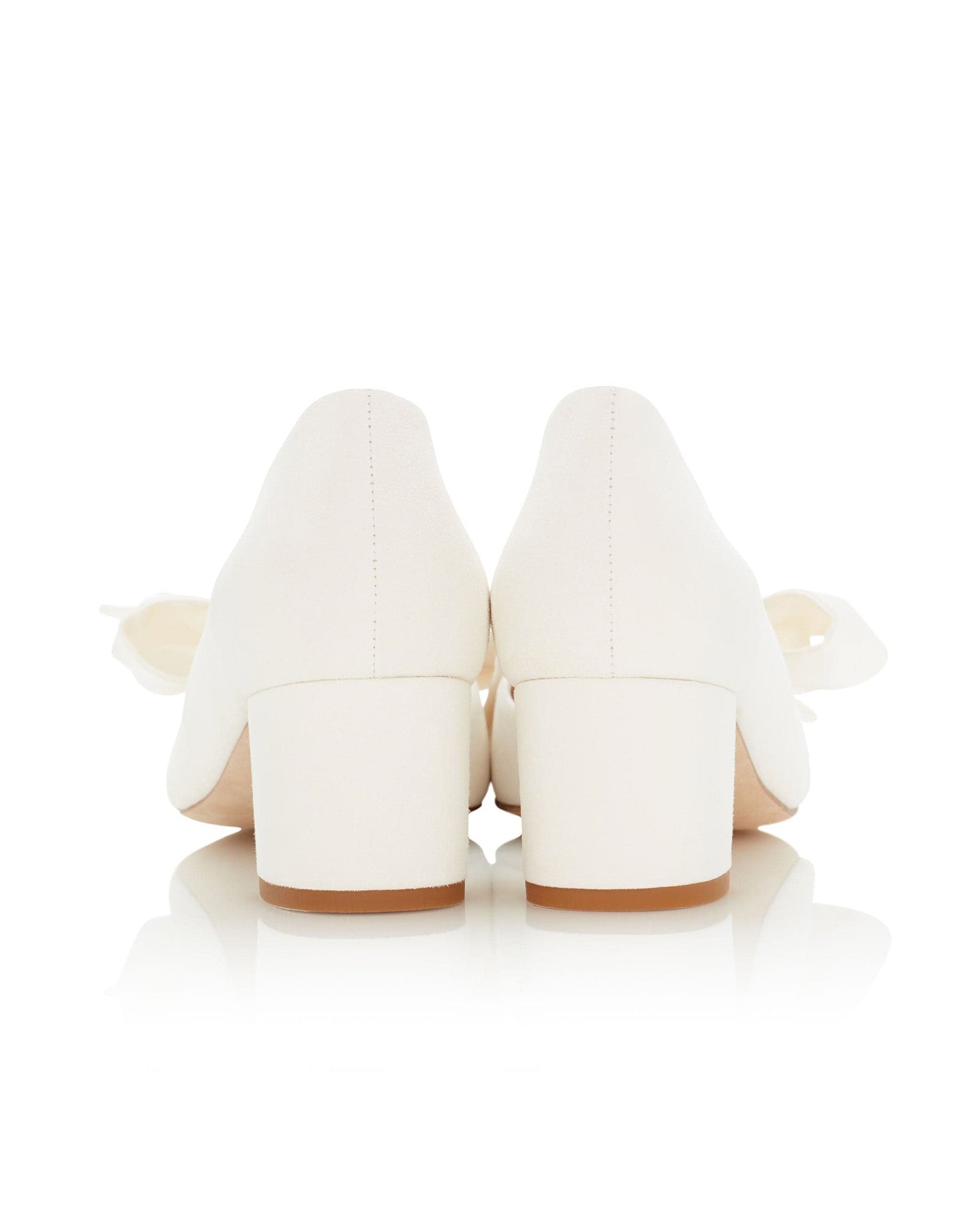 Florence Kitten Block Ivory Bridal Shoe Ivory Suede Shoes with Satin Bow  image