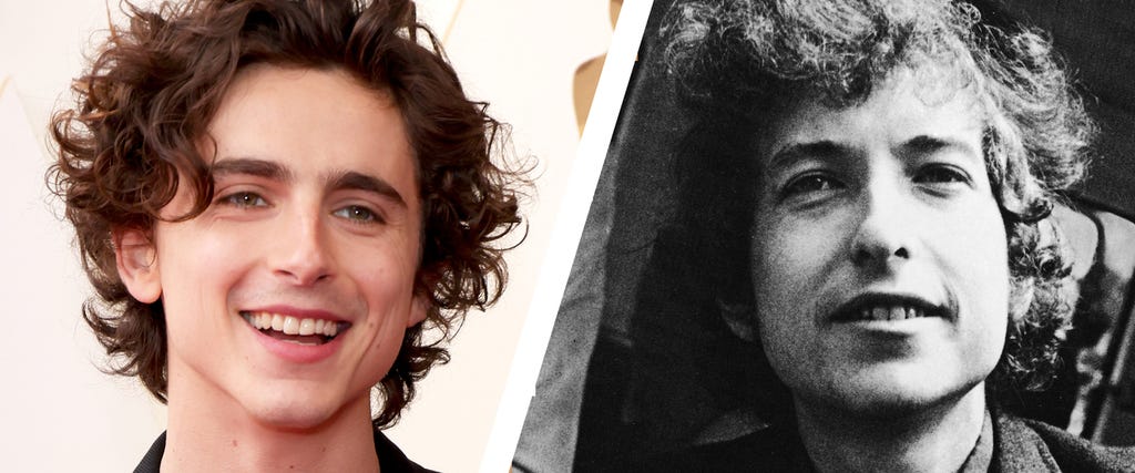 Timothée Chalamet and Bob Dylan 