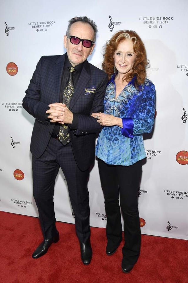 Elvis Costello and Bonnie Raitt at the Little Kids Rock Charity Gala