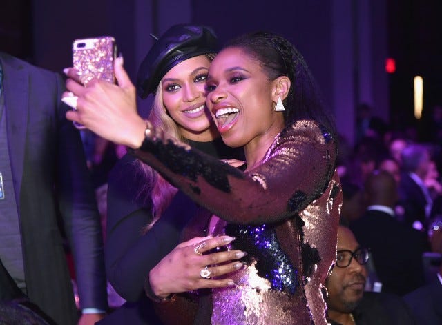 Beyonce and Jennifer Hudson at Clive Davis Party