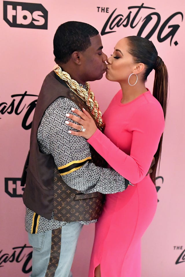 Tracy Morgan and Megan Wollover kiss at The Last Og premiere