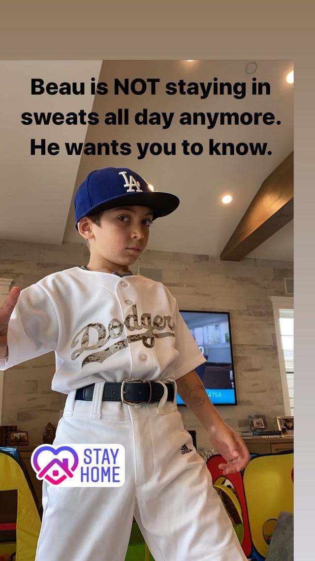 Jamie-Lynn Sigler's son beau in dodgers uniform