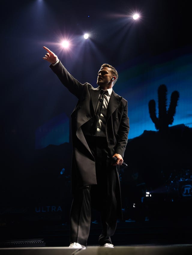 Justin Timberlake performs onstage during The Forget Tomorrow World Tour at Madison Square Garden on June 25, 2024 in New York City.