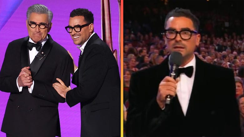 Emmys: Watch Dan and Eugene Levy's Best Hosting Moments