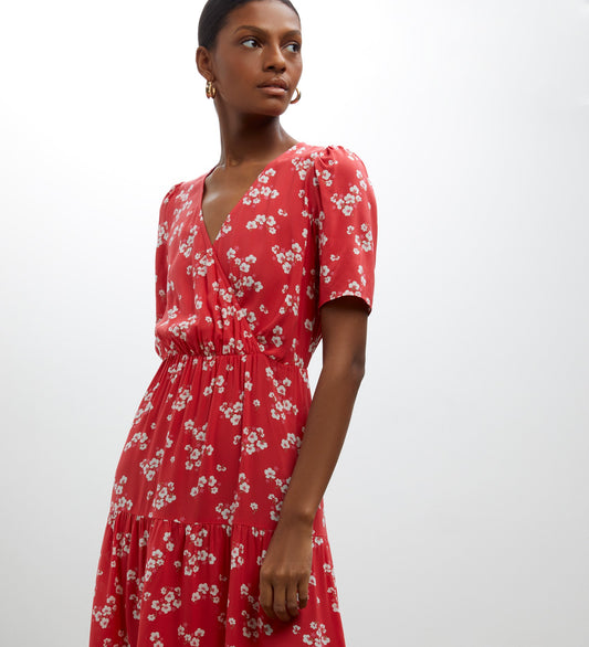 Amara Red Blossom Midi Dress