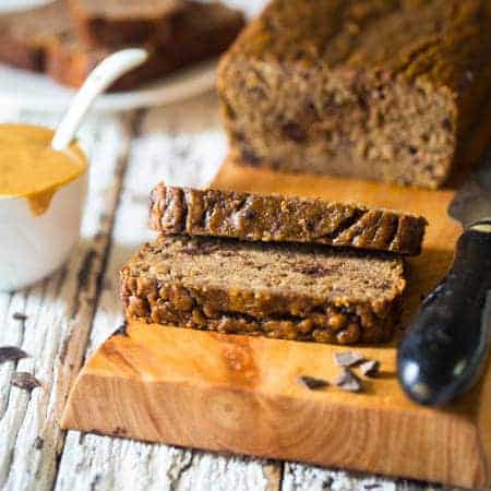 Paleo Chocolate Almond Butter Banana Bread - This easy, healthy Paleo banana bread is made extra delicious with almond butter and chocolate! It's a gluten free, portable breakfast or snack! | Foodfaithfitness.com | @FoodFaithFit