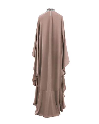 Beaded Collar Taupe Kaftan