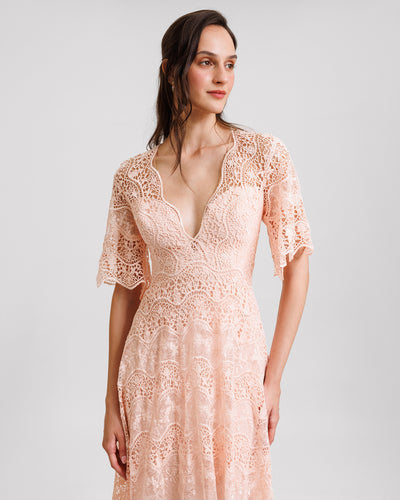 Lace Dress with Deep V-Neck