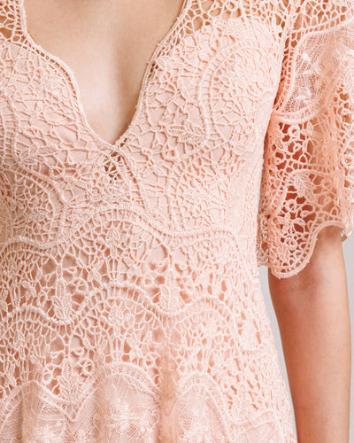 Lace Dress with Deep V-Neck