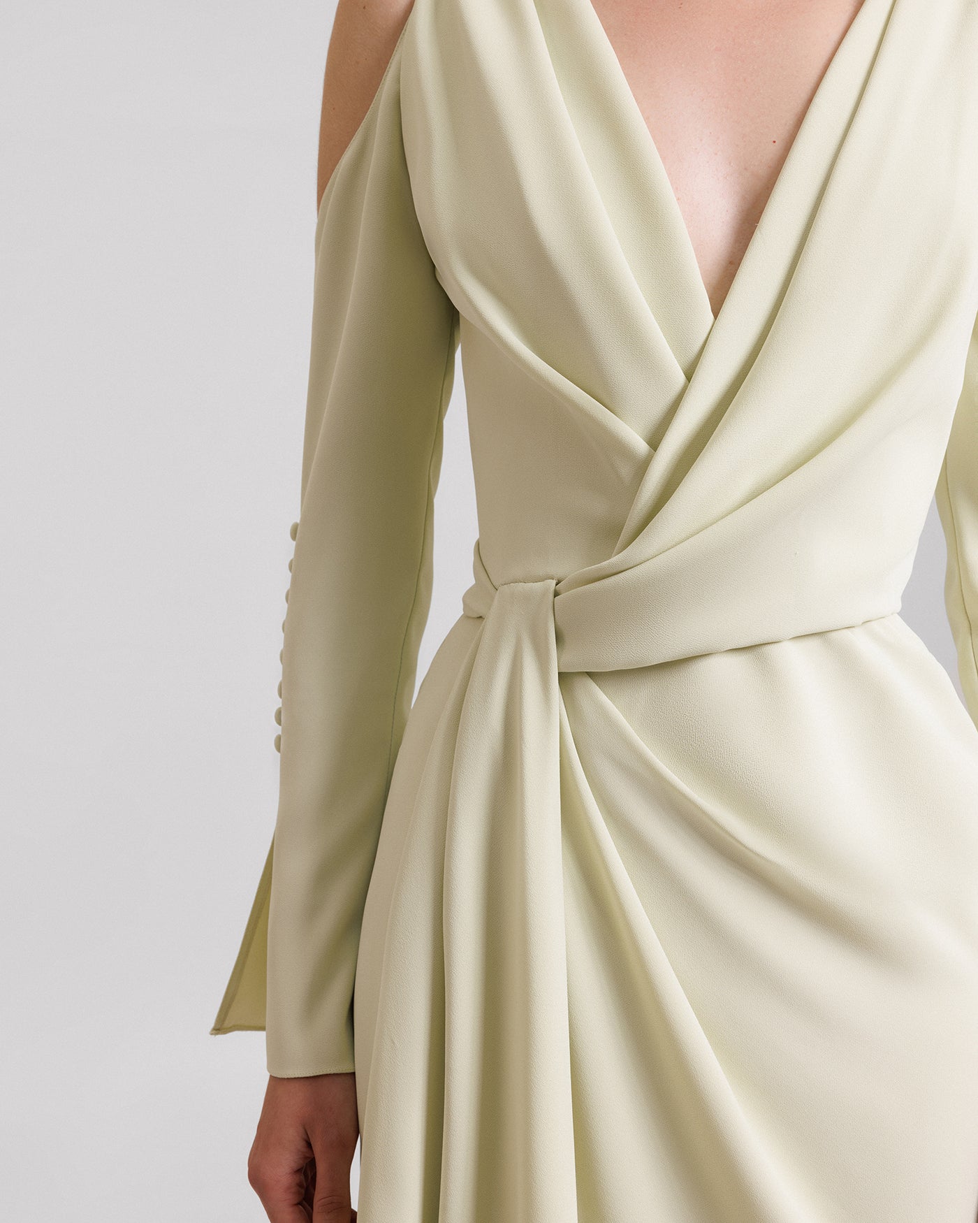 Draped Cut-Out Shoulder Dress