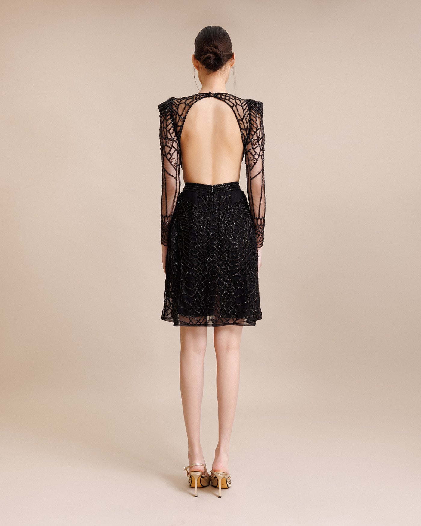 Beaded Backless Short Dress